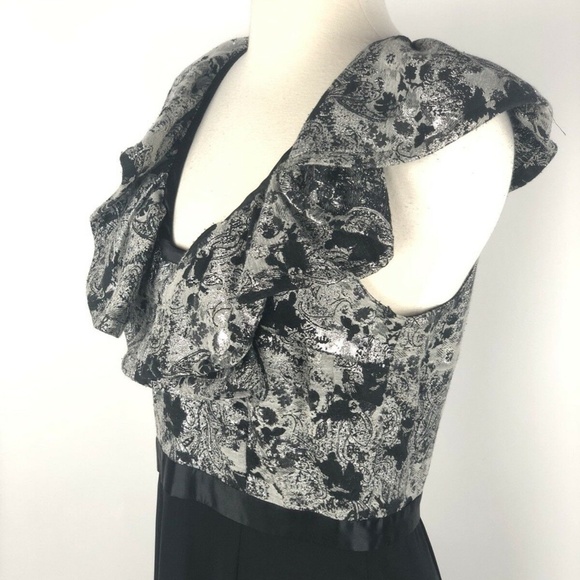 Jay Godfrey Two Tone Ruffle Dress Sz 6 Black Gray - Picture 5 of 9
